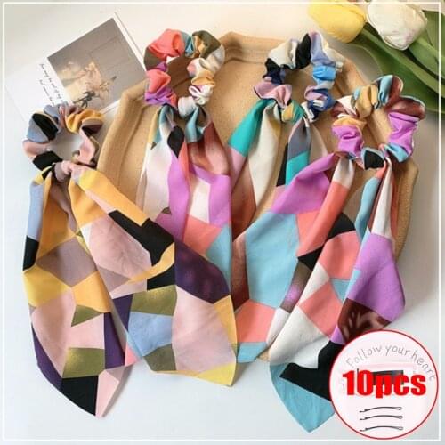 Temperament Square Silk Scarf Headband Fashion European and American Tied Hair Rope Female Simple Temperament Hair Accessories