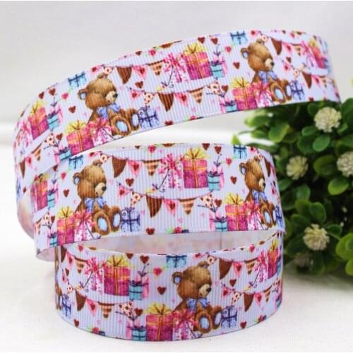 1'' 25MM bear holiday Series Printed grosgrain ribbon, DIY handmadeHair accessories Material wedding gift wrap 16812X65