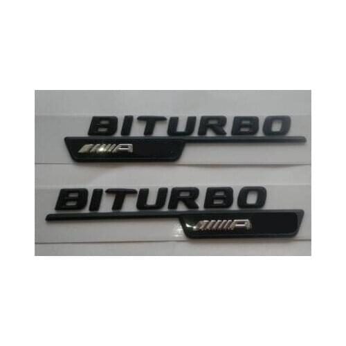 1 pair BITURBO FOR ////AMG Letters Fender Badge Emblem Emblems for Mercedes