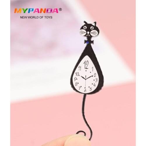 1 Pcs 1 / 6 1 / 12 Doll House And Doll Miniature Cartoon Aquirrel Wall Clock Simulation Animal Clock Doll House Decor Toy