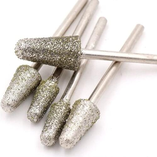 1pcs 3mm shank Diamond Grinding Head Bullet Coated Mounted Bit Burrs For Jade Metal Stone Dremel Rotary Tool Accessories