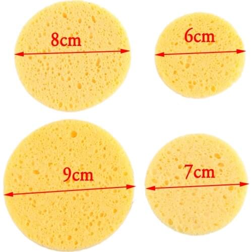 10Pcs Natural Wood Pulp Facial Sponge Exfoliator Sponge Cellulose Round Face Cleaning Tool Compress Puff Cleanup Make Up Tools