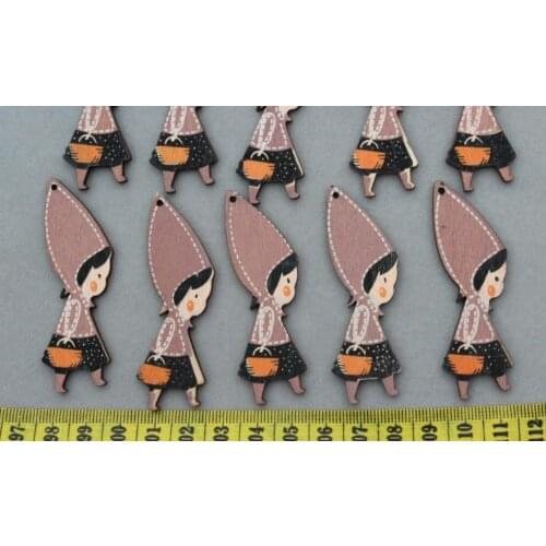 100pcs of large Wood ridng hood girl Wooden Pendants diy of little Country Girl wholesale free shipping you pick color