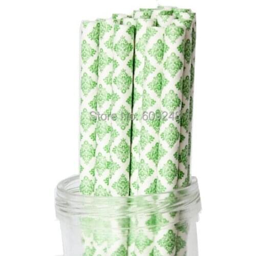 100pcs Pick Your Colors Kelly Green Damask Paper Drinking Straws,Colored BBQs Christmas Party Mason Jar Straws,Cake Pop Sticks