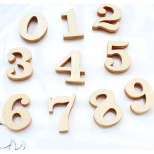 100pcs Lots of natural wooden destash pieces numbers 0-9 wooden digits numbers wood craft supplies 25mm*4mm thick beads