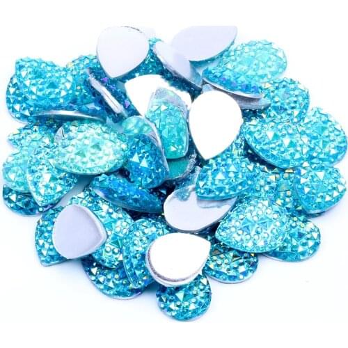 13x18mm Sewing Tear Drop Flatback Resin Rhinestones Without hole Crocodile Skin Texture Beads Jewelry Accessories Crafts,100 Pcs