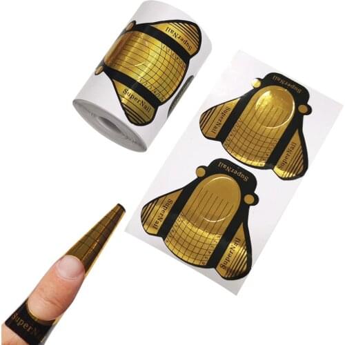 20/50/100pcs Nail Form Gold Gel Nail Art Tip Extension Guide Tools for Salon Nails Care Tool