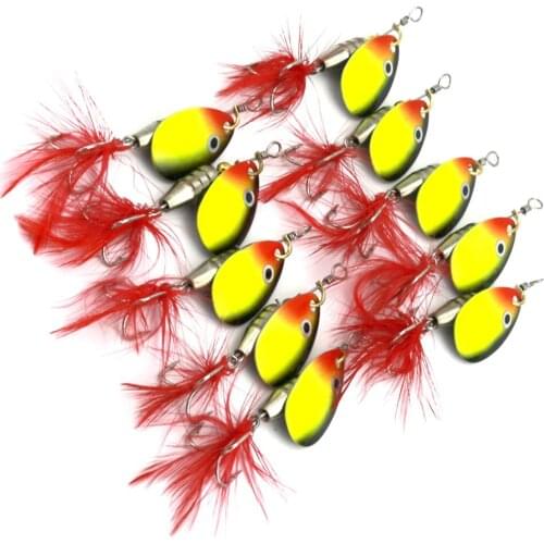 20pcs Spinner Spoon Fishing Lures Feathered Hook Artificial Bait Metal Fishing Tackle Sequins Bait for Trout Bass