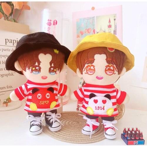 20cm Sean Xiao Xiao Zhan Doll panda stripe Shirt Set Doll Clothes Childrens Christmas gifts