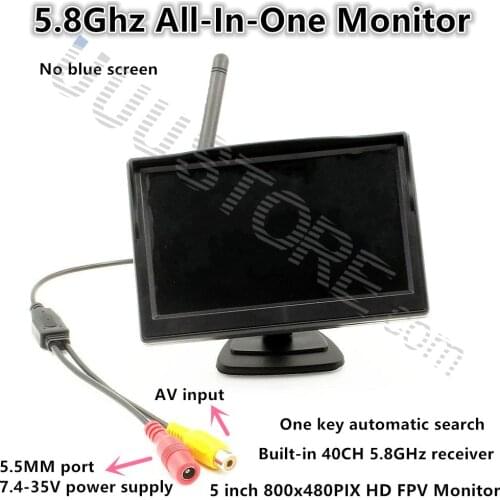 5 inch 800x480 500CD LCD screen 5.8GHz Auto-Searching 40CH Receiver FPV Wireless Monitor for QAV250 RC Quadcopter