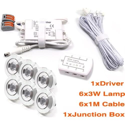 6pcs/kit Small 3W LED Downlight Fixture with Driver High Quality Mini Recessed Lamps Hole-cut 42mm