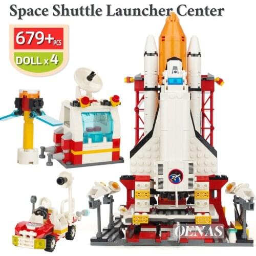 679PCS MOC City Space Shuttle Launcher Center Space Aeroplan Rocket Model Technique Building Block Brick Boys Toy Children Gift