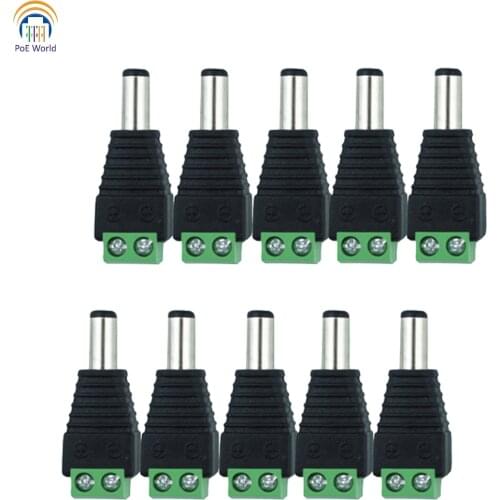 5.5mm x 2.1mm Male DC Power Plug Adapter Power Jack Socket Male DC connector for For LED Strip CCTV Camera