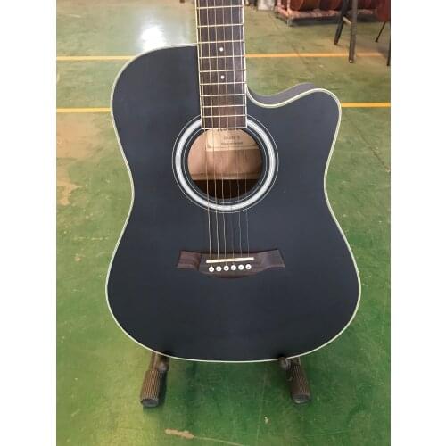 Handmade 41Inch Full Solid Wood Acoustic Guitar Thin Body Electric Acoustic Guitar Foggy Black 6 Strings Wood Guitar Folk Guitar