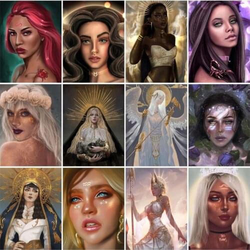 Diamond Embroidery Painting Diy Full Rhinestone Abstract Beautiful Girl Grandeur Wall Art Pictures Living Room Decoration