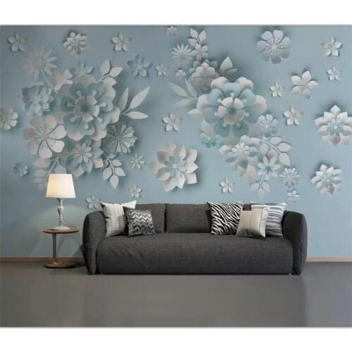 Beibehang Custom wallpaper large upscale Nordic wind 3D embossed floral living room bedroom sofa TV background wall painting