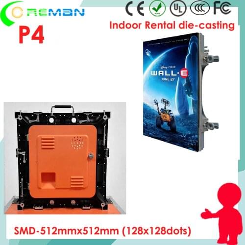Freeshipping China aliexpress Indoor facade led display screen p3 p4 rental panel alloy aluminum die casting cabinet 512mm*512mm