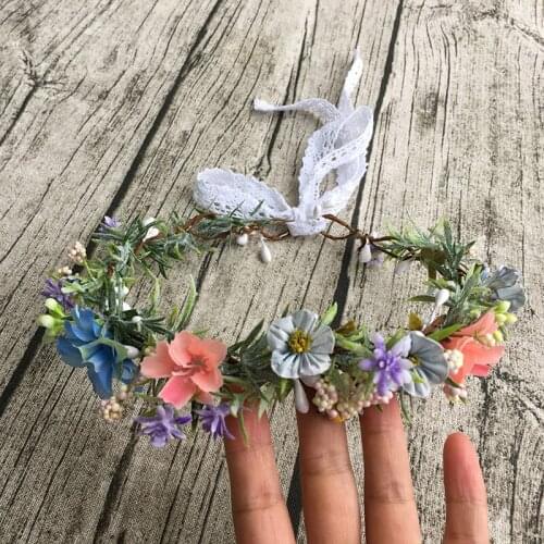 Free Shipping Peach Blue Flower Crown