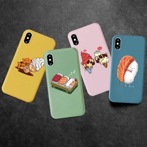 Cute Food Coffee Sushi Phone Case for Iphone 11 Pro Max 6s Plus 7 7Plus 8 8Plus XS Max XR SE 2020 Food Cover Coque