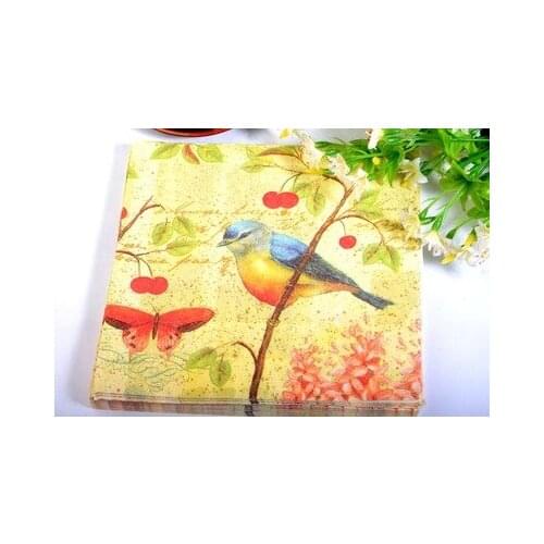 Cheap birds Color printing Wedding party napkins Color Napkin Paper 60% Virgin Wood napkin free shipping