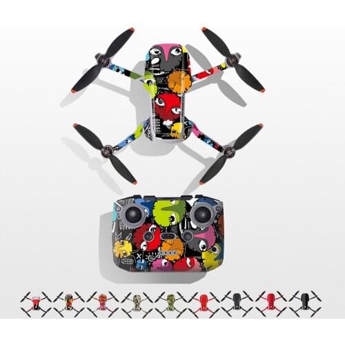 For DJI Mavic Mini 2 Body+Controller PVC Sticker Waterproof PVC Cartoon Decals Protective Skin Accessories Remove Drone Arm
