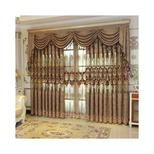 European Jacquard Chenille Shade Curtains for Livingroom Dining Room Bedroom window curtains of high quality with gold cloth