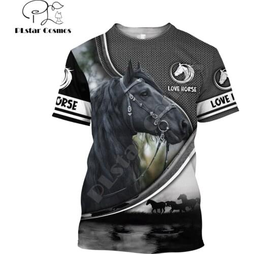 Beautiful Love Horse Tattoo 3D All Over Printed Men t shirt Summer Fashion Harajuku short Sleeve Tee shirts Unisex tops TX-14