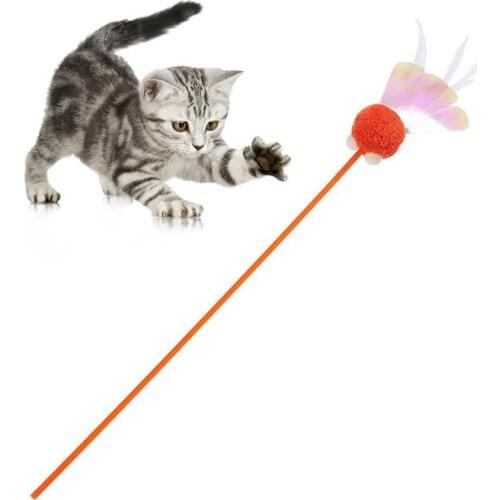 Cat Toys Cute Funny Colorful Rod Teaser Wand Plastic Pet For Cats Interactive Stick Pet Teaser Cat Supplies Cat Accessories