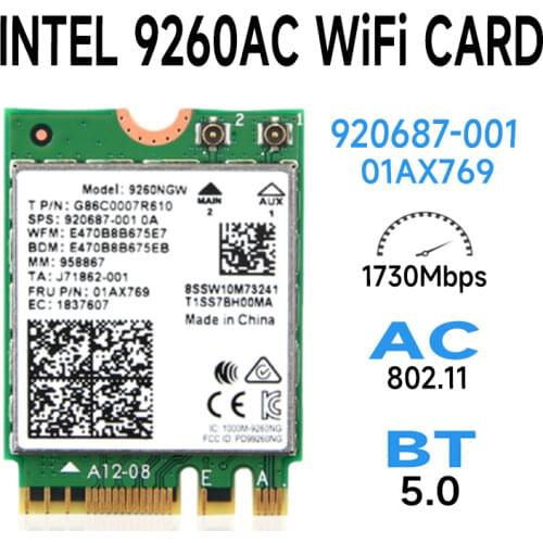 Intel Wireless AC 9260 NGW WiFi Bluetooth card WiFi Bluetooth 5.0 adapter Wireless network card PCIE WiFi adapter PCIE WiFi adap