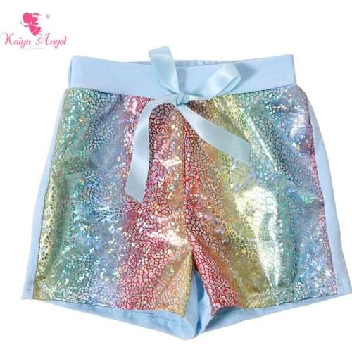 Kaiya Angel 2018 New Fashion Rainbow Sequins+Blue Comfortable Cotton 5 Pcs Cool Gril Summer Shorts Free Shipping