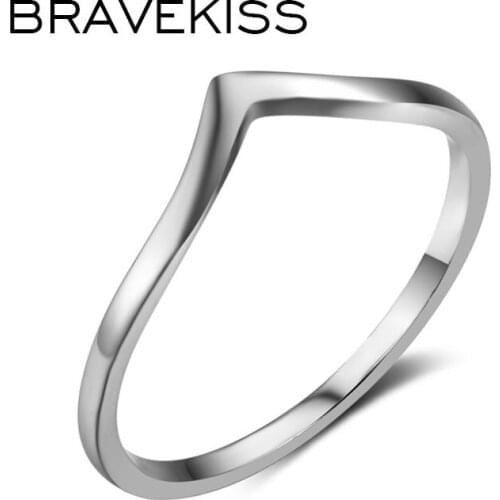 BEAVEKISS Initial Letter V Shaped Ring 925 Sterling Silver Chevron Rings Simple For Women Fashion Jewelry Geometric Band BLR0470