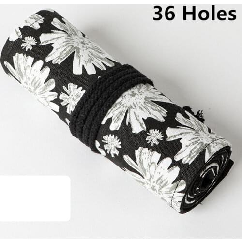 Fashion Canvas Kawaii Snowflake Pen Bag Stationery Roll School Pencil Case for Girls Boys Large 24/36/48/72 Holes Pencilcase