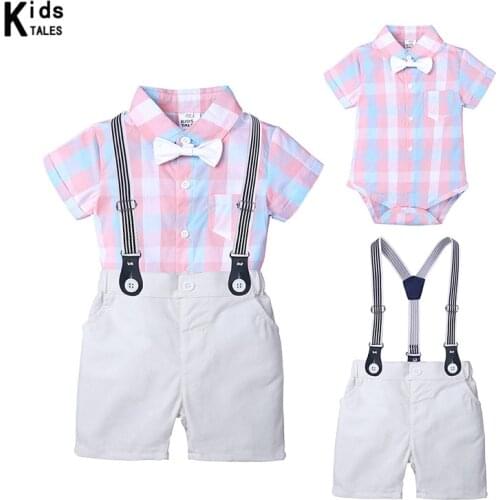New Infant Baby Kids Boy Romper Tops+Pants Gentleman Outfits Summer Clothes 2PCS Set RK018