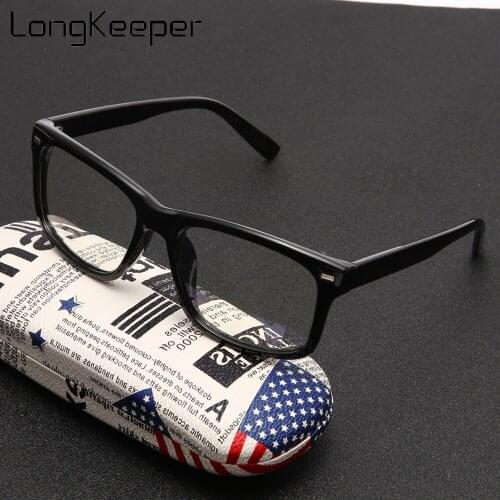 LongKeeper 2021 Men Anti Blue Light Glasses Frame Women Computer Gaming Eyeglasses Vintage Square Clear Lens Spectacles Anti-UV