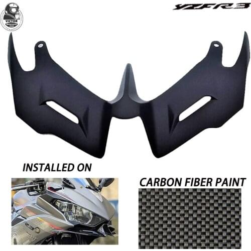 The Aerodynamic Fairing Front Cover For YAMAHA YZF R3 R25 2014-2018 Carbon Fiber Style Motorcycle Wind Wing