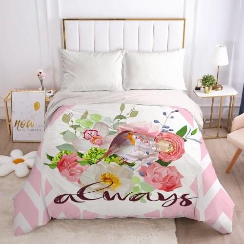 Luxury Duvet cover Quilt/Blanket/Comfortable Case Single Double Queen King Bedding 140x200 240x220 240x260 nordic Pink bird