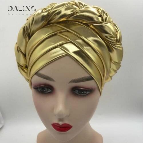 Latest aso oke auto gele headtie 2020 Already Handmade african Cap Nigerian Wedding Gele women braid turbans Ladies head wraps