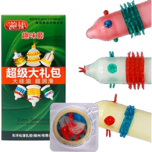 6PCS/lot Adult Sex Products Extra Sensitive Penis Sleeve Female G-spot Vaginal Stimulation Condoms Ribbed Dotted Spike Condom