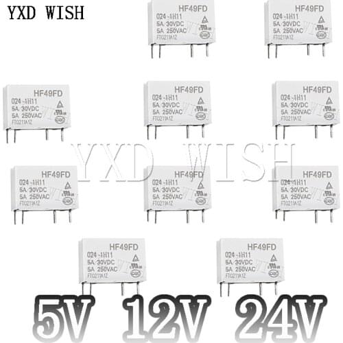 10PCS Relay 5V 12V 24V HF49FD-005-1H11 HF49FD-012-1H11 HF49FD-024-1H11 HF49FD DC5V DC12V DC24V Relays