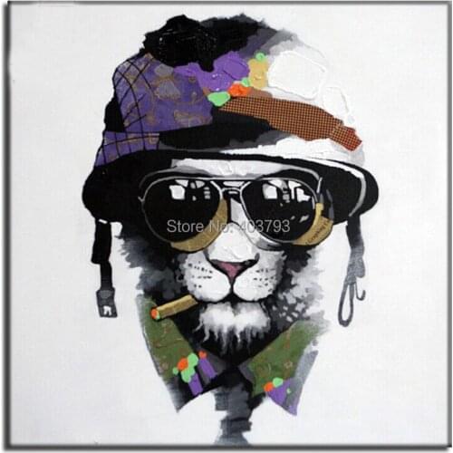 Hand painted MODERN ABSTRACT HUGE LARGE CANVAS ART OIL PAINTING somking dog paintings no framed