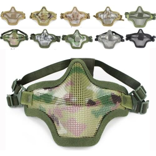 Tactical Mask Airsoft Steel Metal Mesh Half Face Masks Military Field Strike Paintball Protection Mask