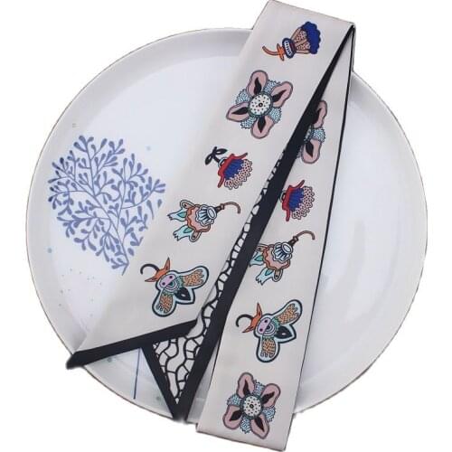 120cm Little Bee Womens Silk Scarf Sunscreen Variety Magic Tie Bag Handle Ribbon Female European Style Hair Band M