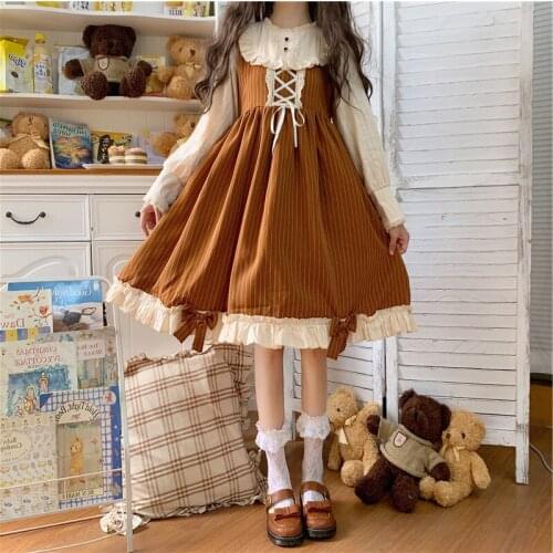 Lolita Dress Girls Princess Bowknot Clothing Female Adorable Vestidos Vintage Costumes Kawaii Sweet Lolita Clothes for Women