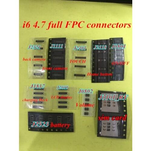 10pcs/lot FPC connectors for iPhone 6 4.7" LCD touch power camera dock volume battery connector on motherboard
