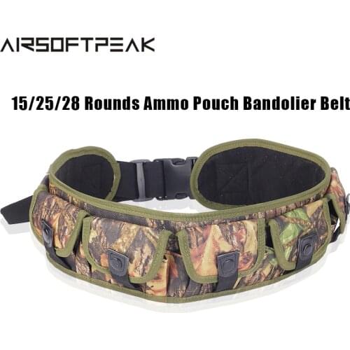 15/25/28 Rounds Tactical Ammo Pouch Bandolier Belt Airsoft Hunting Shooting Shell Holder Durable Bullet Carrier Belt for 12 GA