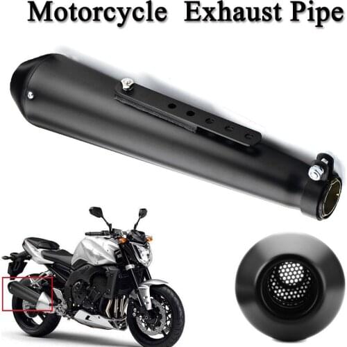 17.5" Universal Motorcycle Cafe Racer Exhaust Pipe Silencer with Sliding Bracket Matte Black / Silver Chrome For HONDA CRF150F