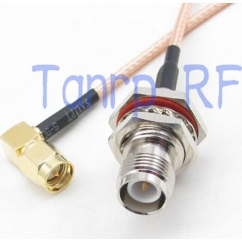 20inch RP TNC female jack waterproof to SMA male right angle RF adapter connector 50CM Pigtail coaxial jumper cable RG316