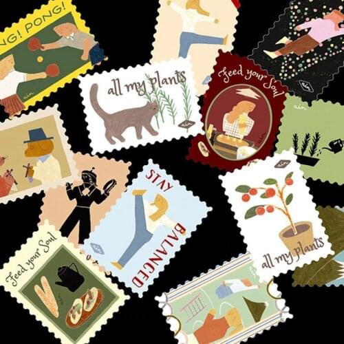 32pcs/Pack Stamp Collections Scrapbooking Paper Stickers Set DIY Diary Mobile Luggage Adhesive Craft Decoration Seal Supplies