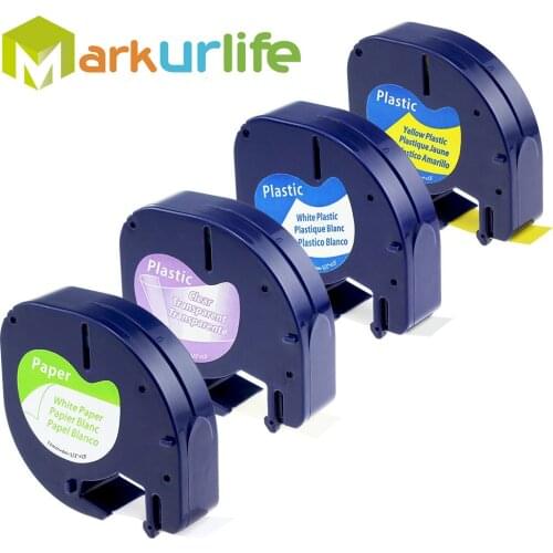 4x Compatible for DYMO Label Tape Paper Plastic White 12mm for Dymo LetraTag LT-100H LT-100T QX 50 XR XM 2000 Plus Label Marker