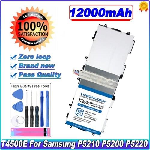 LOSONCOER 10000mAh T4500K T4500C T4500E Battery For Samsung Galaxy Tab 3 10.1 GT-P5210 P5200 P5220 P5213 Battery Free tools